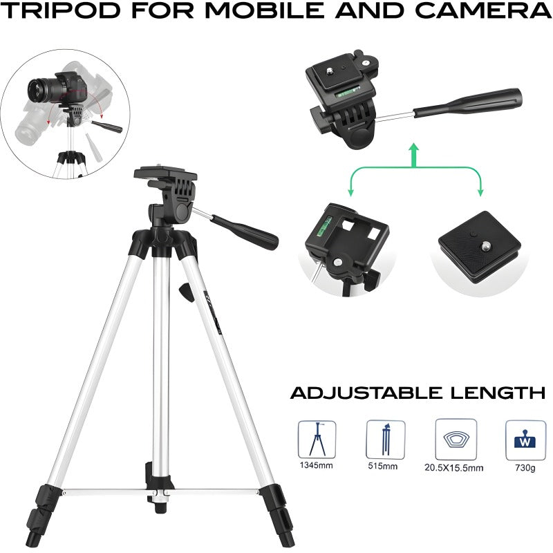 Professional Adjustable Tripod Stand for Mobile & Camera – 1345mm